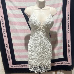 in style chic Ivory Lace Mini Dress
